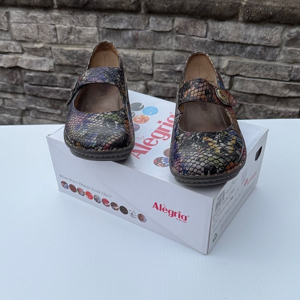 Alegria Paloma Mary Jane Purple Multi Snake Shoes size 38 - Picture 2 of 8